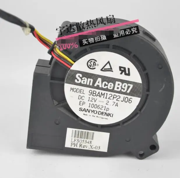 

SANYO DENKI 9BAM12P2J06 DL145G3 DL145G3 DC 12V 2.7A 97x97x33mm 4-Wire Server Cooling Fan