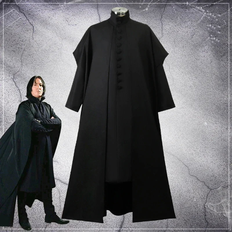 

Movie Professor Severus Snape Cosplay Costume Anime Hogwartes School Black Cloak Robe Halloween Carnival Party Uniform Suits