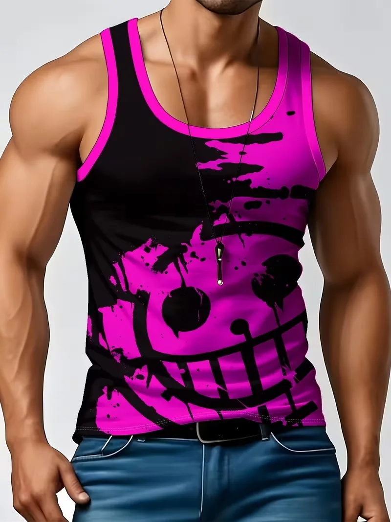 Summer Basketball Quick-Dry Smiling Face Print Running Sport Men Vest Tops Track Field Training Jersey Shirt Vest Men's Clothes