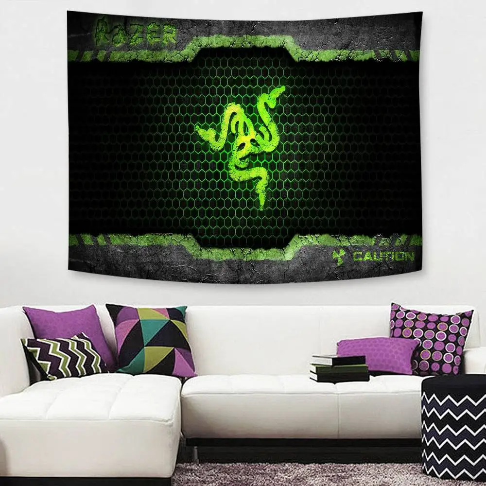 R-RAZER Logo Game Snake Cartoon Tapestry Art Printing Art Science Fiction Room Home Decor Wall Art Decor