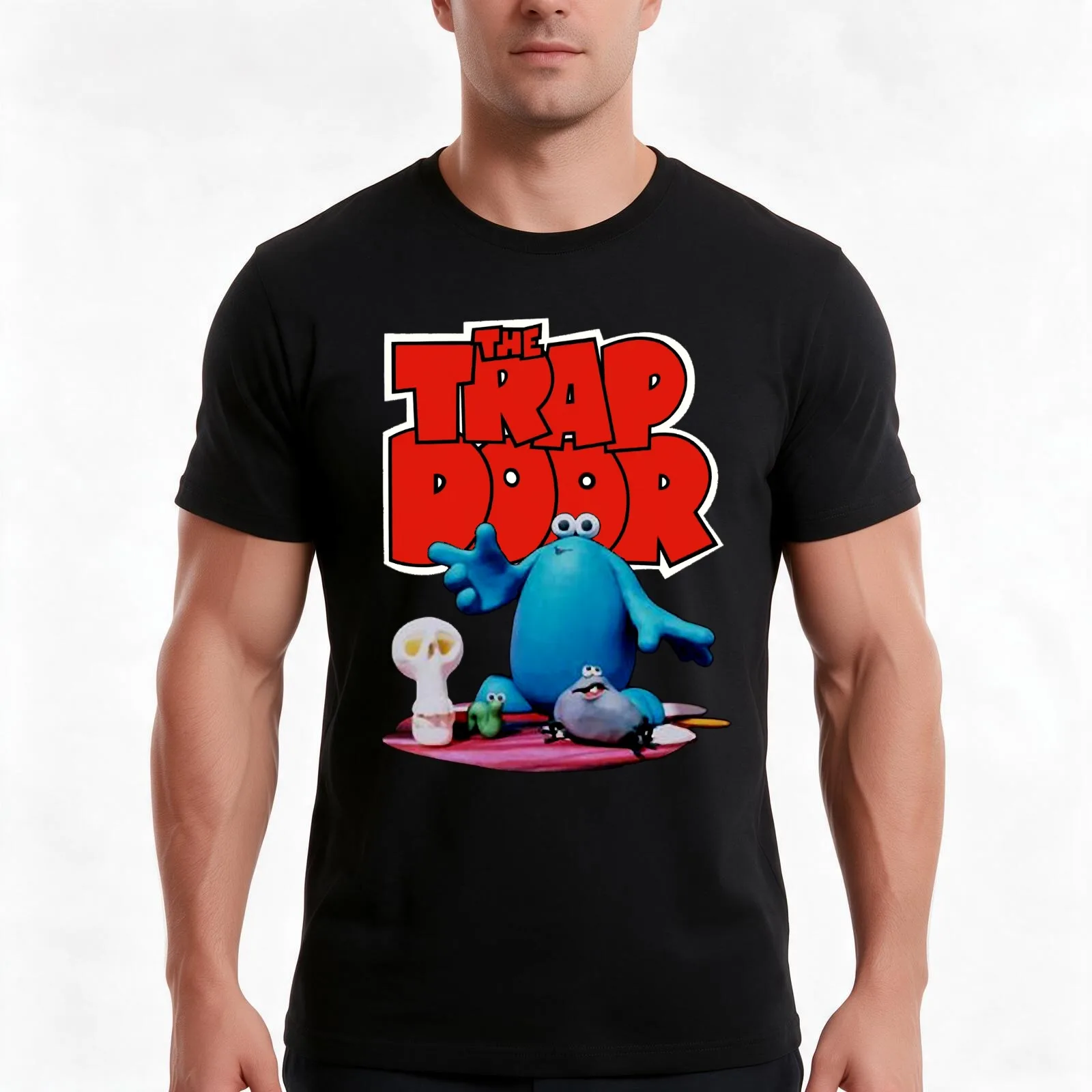The Trap Door (Transparent) T-Shirt, Summer Casual Cotton Tee, Oversized Streetwear Tops, Vintage Graphic Print, 100% Cotton
