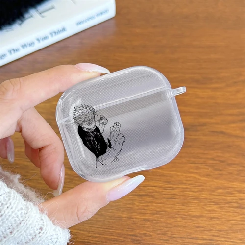Imagen 2 del producto Funda transparente de Anime Gojo Satoru para Airpods Pro 3 2 1 4, fundas de Airpod japonesas con bonitos dibujos, funda para auriculares de TPU