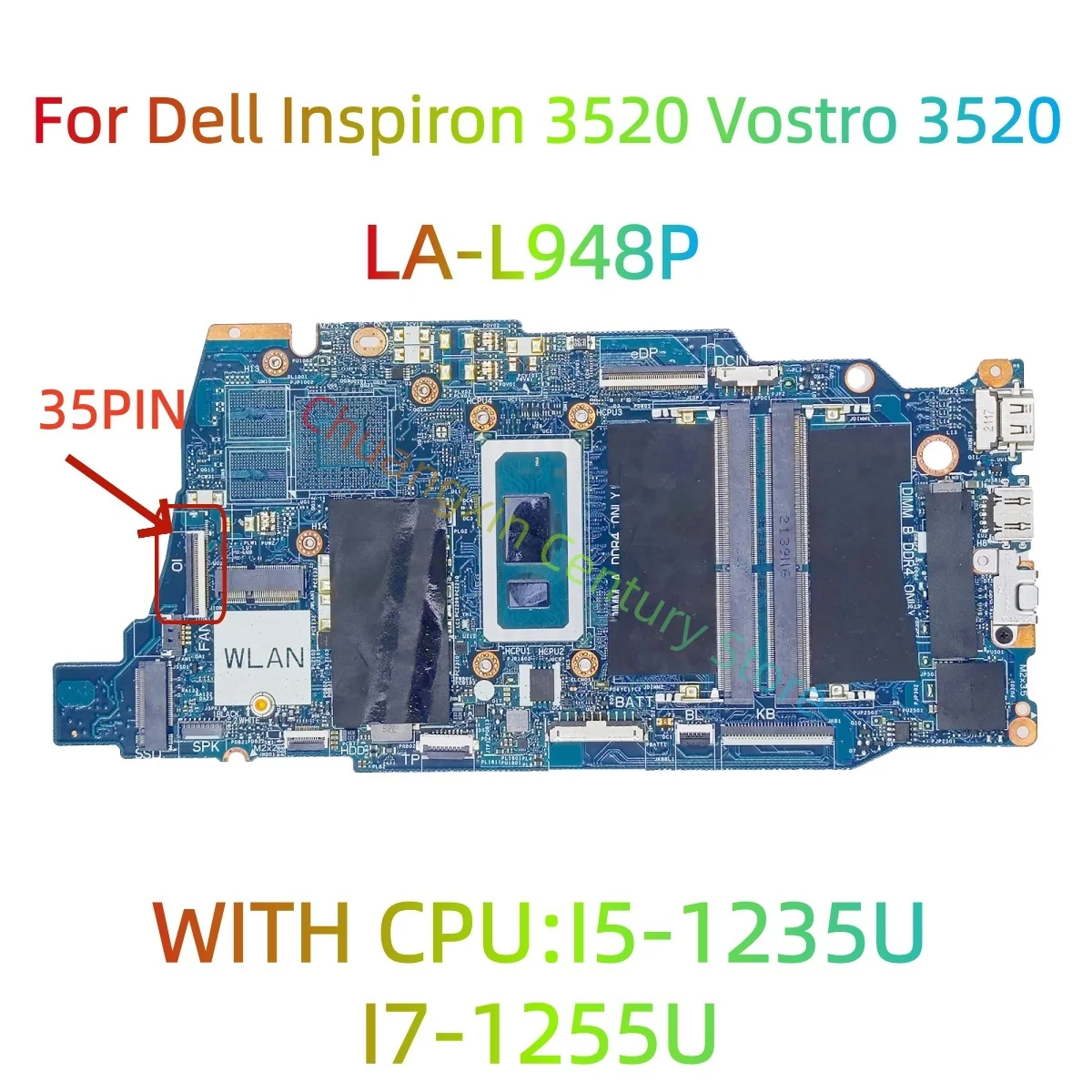 

LA-L948P motherboard suitable for Dell Inspiron 3520 Vostro 3520 laptop with i5 i7-12TH CPU 35pin/45pin interface differentiatio
