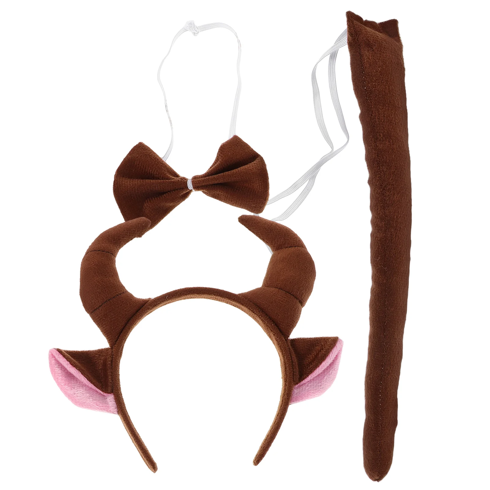 

Bull Horns Cow Ears Headband Costume Set Halloween Christmas Party Masquerade Cosplay Accessory Bow Tie Tail Kids Animal Dress