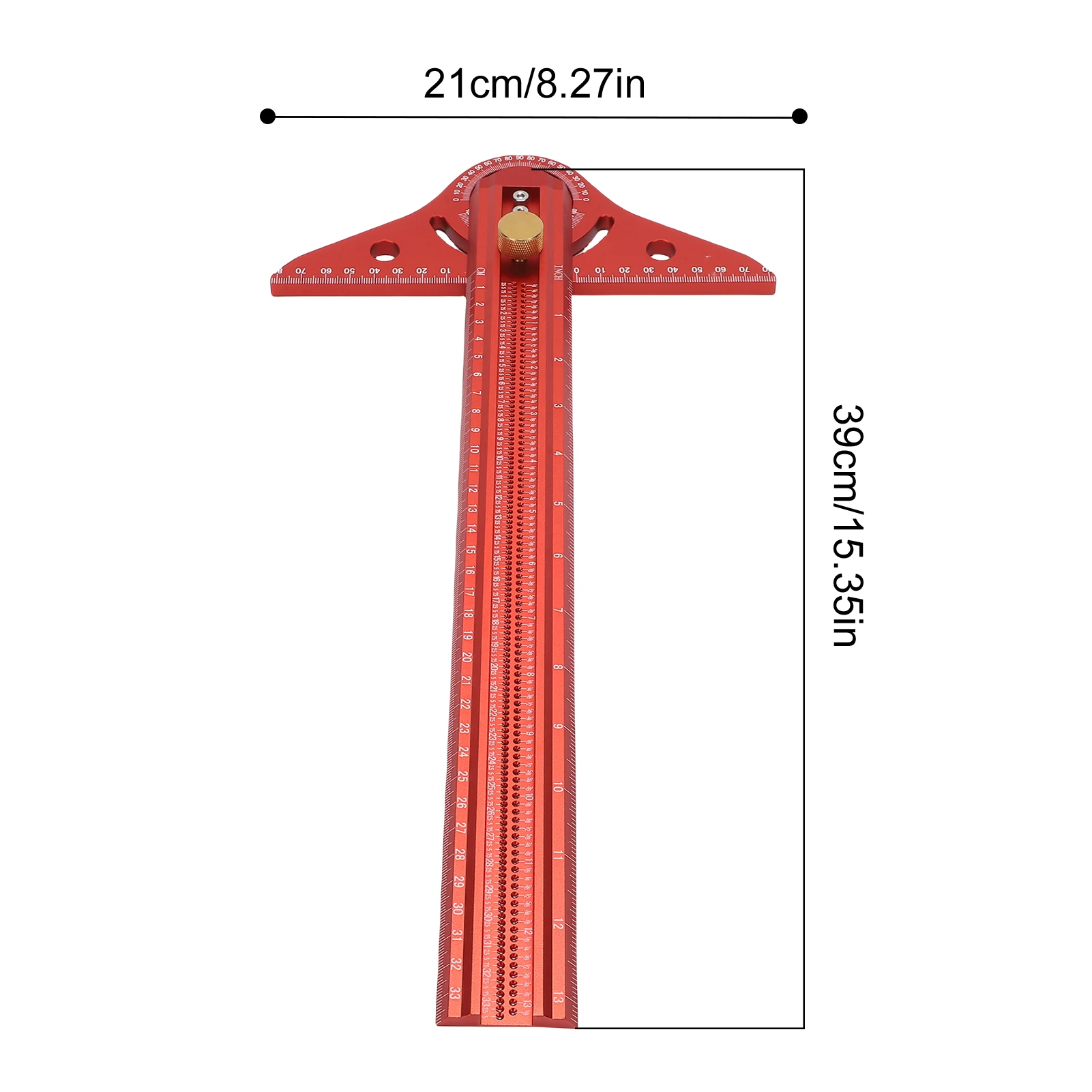 Liniał T z aluminium o długości 13 cali, narzędzie do trasowania i pomiaru drewna typu T ze skalą kątową, narzędzie do znakowania linii w obróbce drewna.