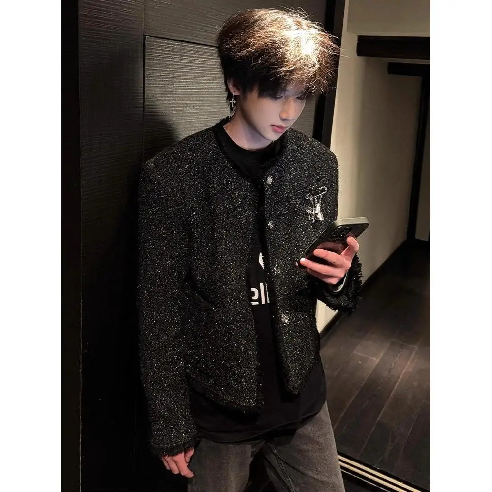 

oulder-Padded Men's Jaet Casual American Sle Spring Autumn High-End Feeling Stand Fit Polyester