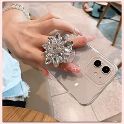 2022 Clear 3D diamond bracket stand soft silicone phone Case For iPhone 11 12 13 Pro Max X Xs XR 7 8 Plus SE 2 3 10 Bling Cover