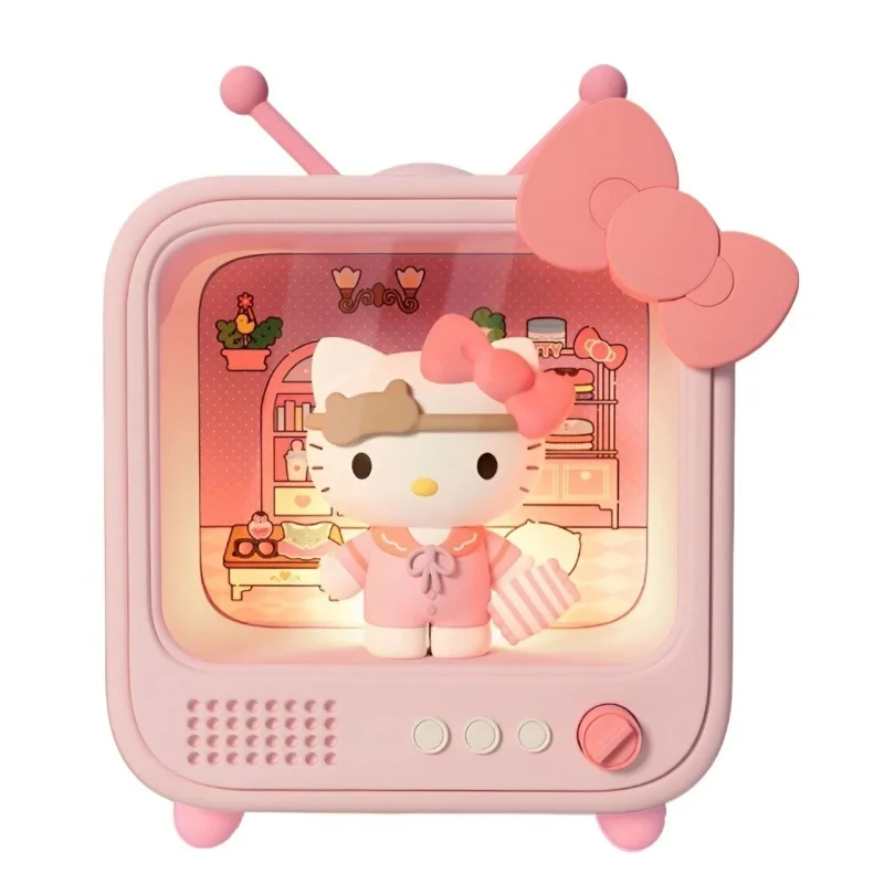 2025 Sanrio Kuromi Kt Kat Tv Ornament Blind Box Serie Lichtgevende Healing Ornament Desktop Schattige Pop Handgemaakte Nieuwjaar Geschenken