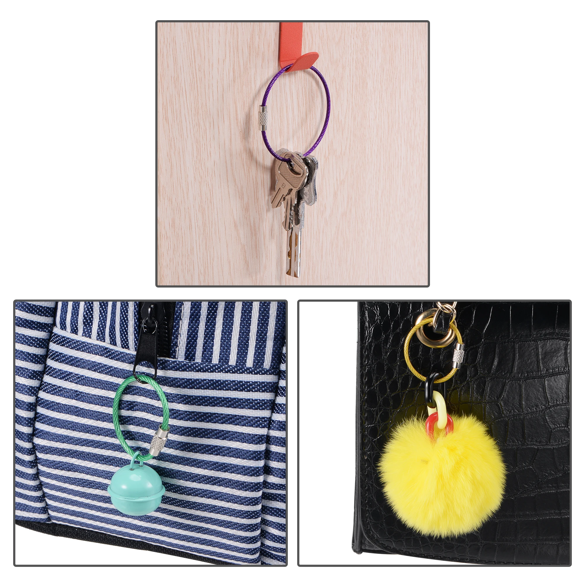 uxcell Wire Keychain Key Ring Loop Cable for Handbag Lanyard Zipper PVC Coated Stainless Steel