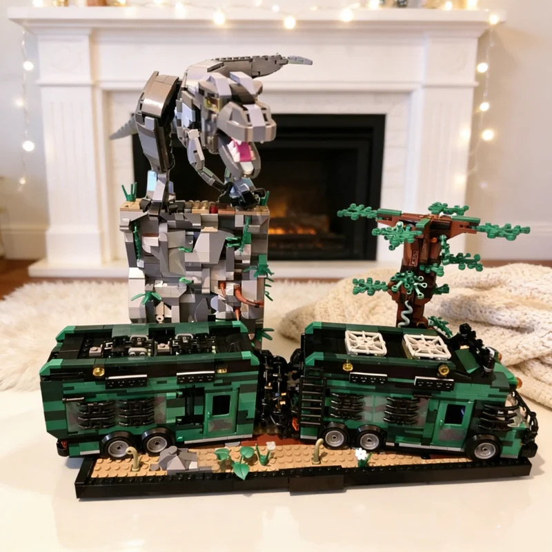 

2811pcs MOC T Rex Attack Mobile Lab Diorama Jurassic Model Building Blocks Architecture Christmas Gifts Toy Idea Education DIY