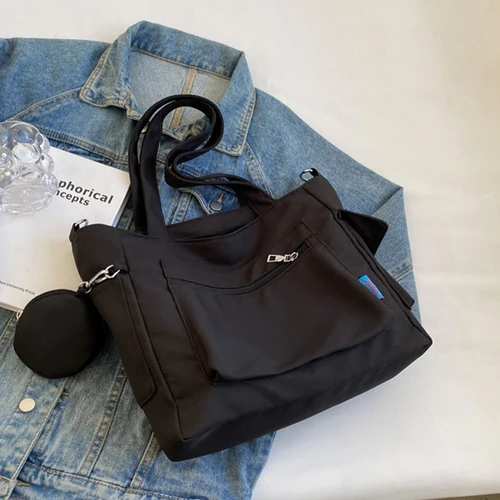 Imagen 2 del producto 1 Uds. Bolso de mano Unisex de gran capacidad para mujer con monedero, mochila escolar para estudiantes, bolso informal, bolso de hombro tipo bandolera