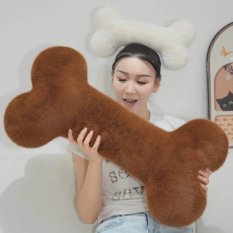 Kawaii a forma di osso peluche cuscino bambola di pezza ciondolo morbido osso lungo pisolino supporto per la testa cuscino per dormire decorazioni