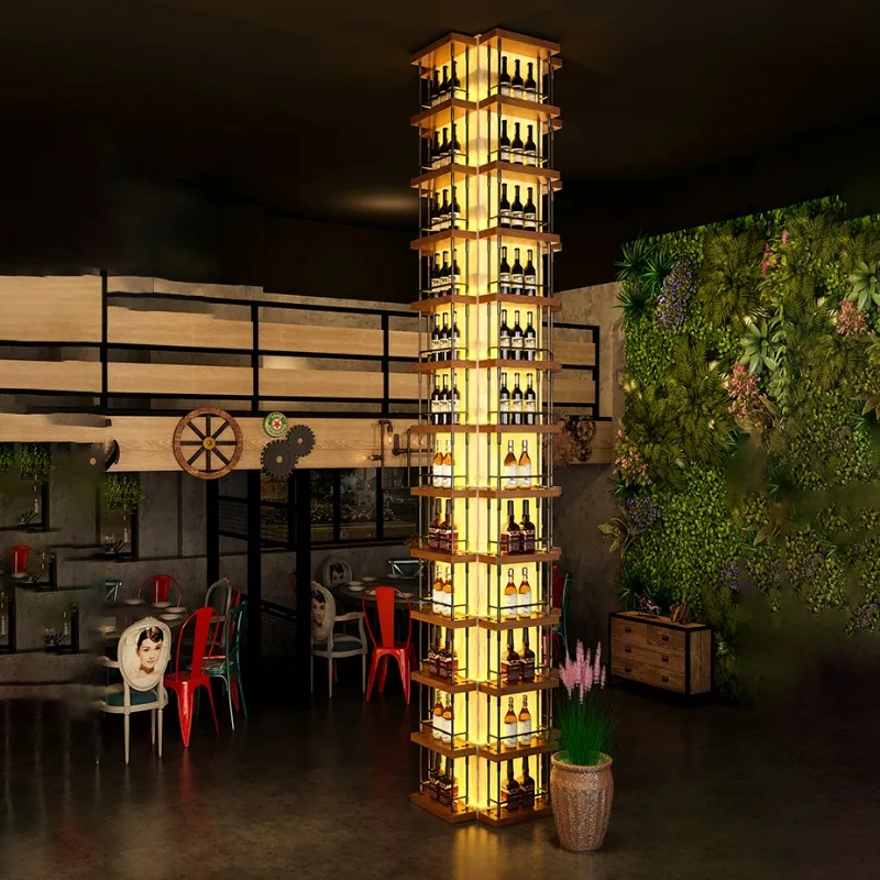 Wrought Iron Wine Rack Light Display Rack Bar Restaurant Wine Cabinets Wall Rack Wine Showcases Stojak Na Wino Household Items