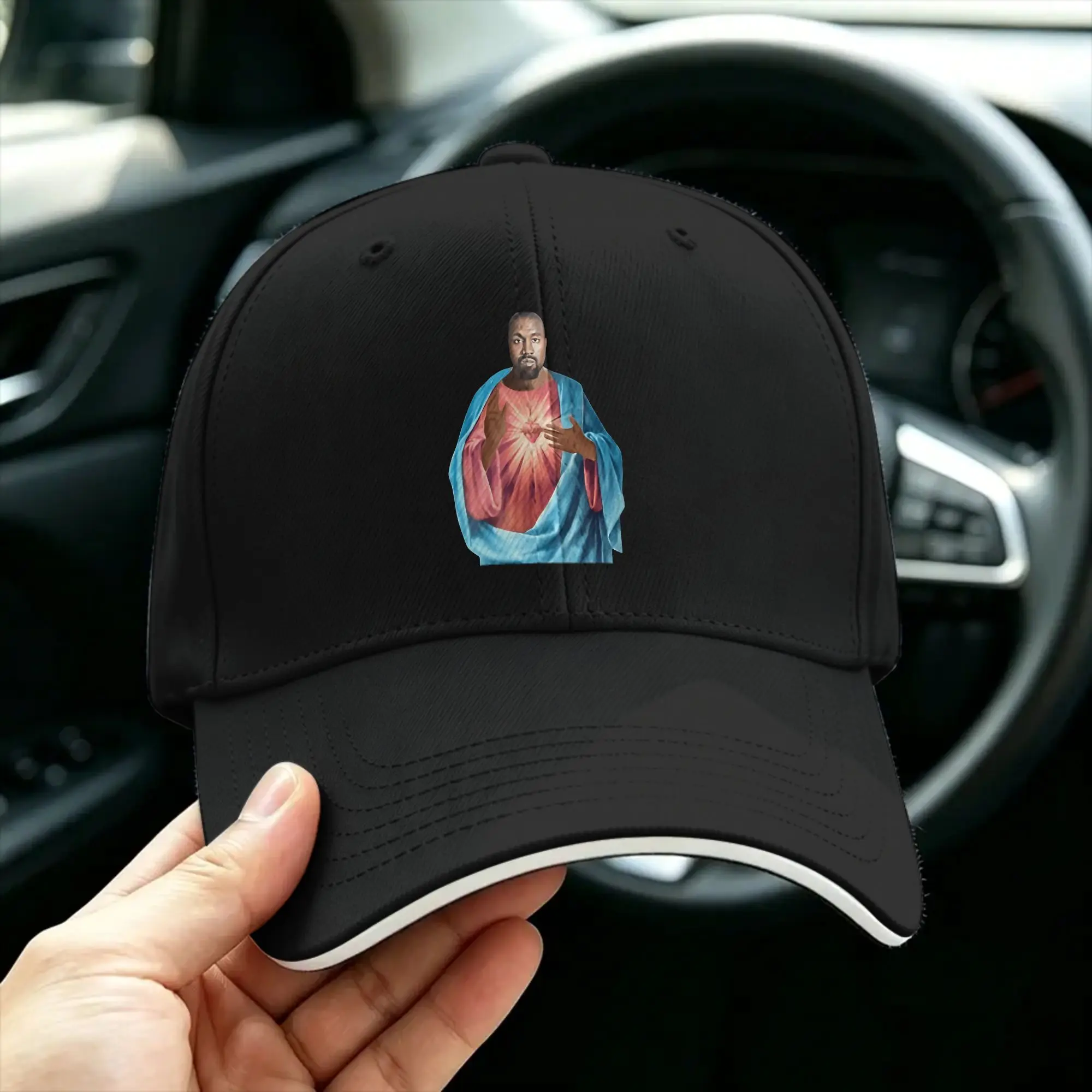 Summer Funny Kanye West Meme Baseball Cap Satirical Religious Parody Art Outdoor Sport  Couple Women Adjustable Baseball Caps