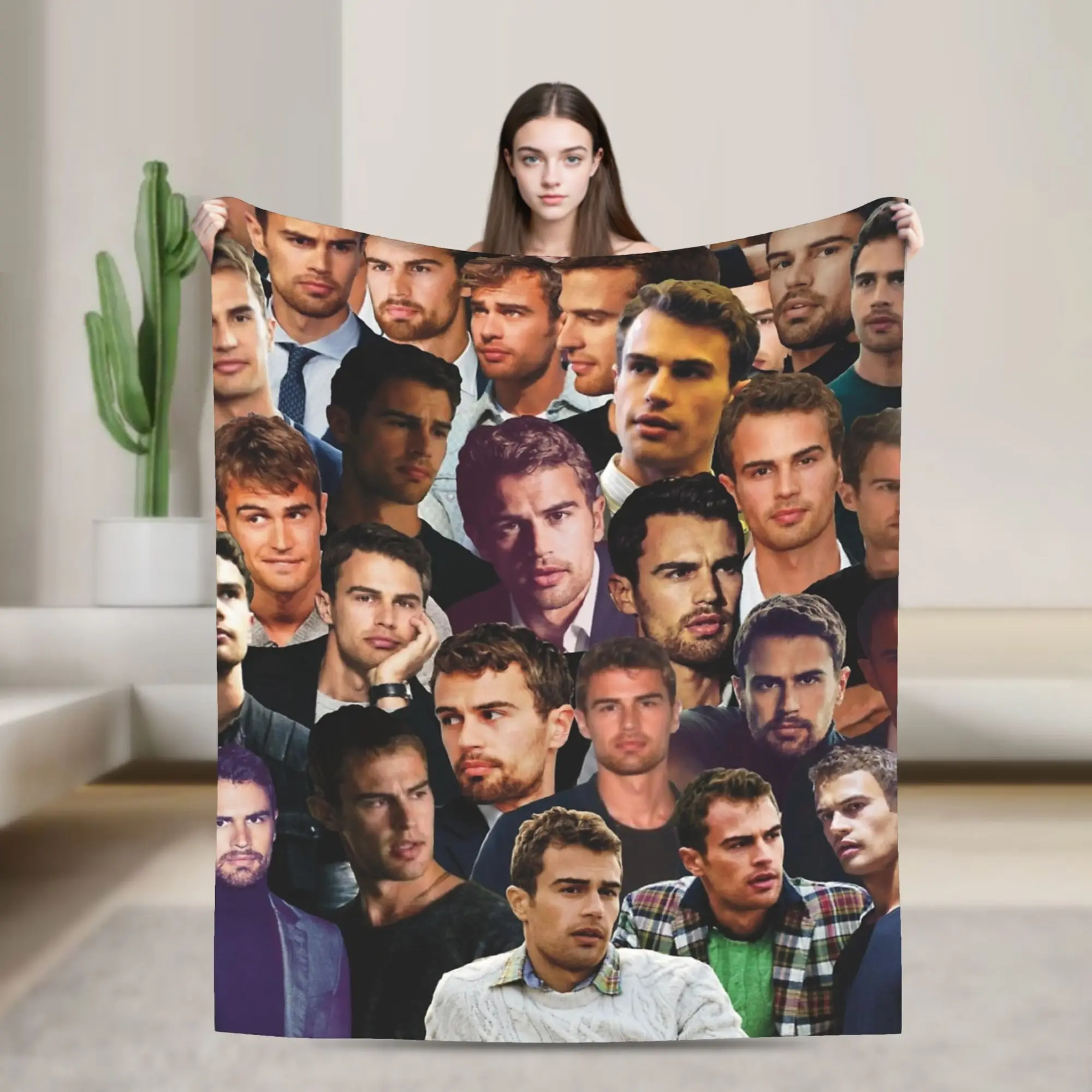 Theo J-James Photo Collage Blankets Fleece Printed  Breathable Super Warm Throw Blanket for Home Travel Rug Piece