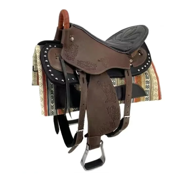 

Natural cowhide Leather Horse saddle pad horse supply Western luxury Horse racing Saddle