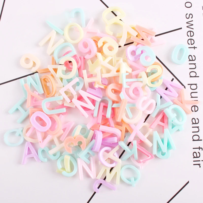 200pc Alphabet Resin Accessories Diy Flat back Cabochon For Handmade Craft Jewelry Nail Making