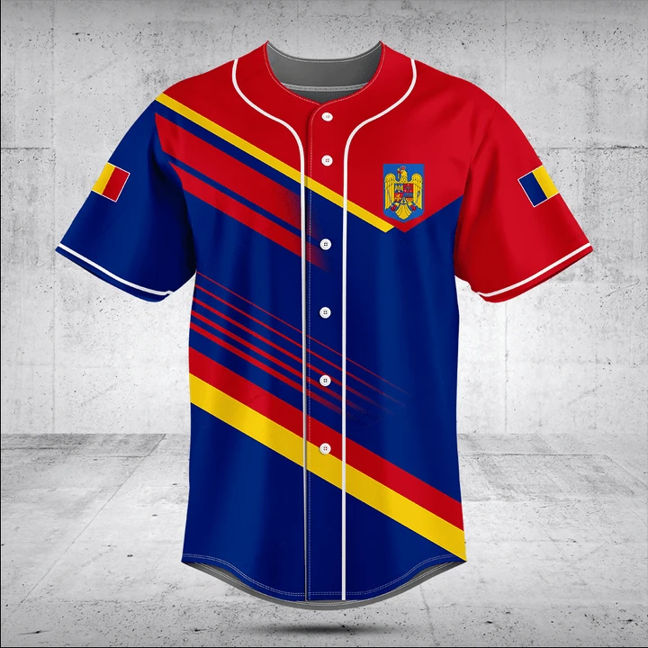 Custom Name Romania Shield Graphic Shirt Summer Casual Men's Fashion Baseball Team Jersey Fast Dry Cool Short Sleeve Streetwear