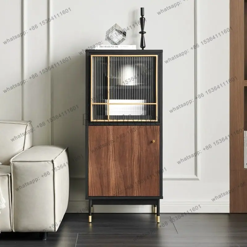 Nordic Changhong glass living room against the wall, modern simple and light luxury, wall storage high cabinet