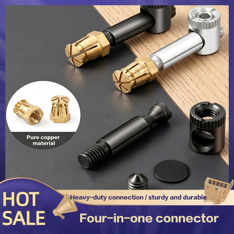 

Premium Heavy Duty Easy Install 4 In 1 Copper Nut Cam Lock Connectors For Cabinet Wardrobe Furniture Assembly And Strong