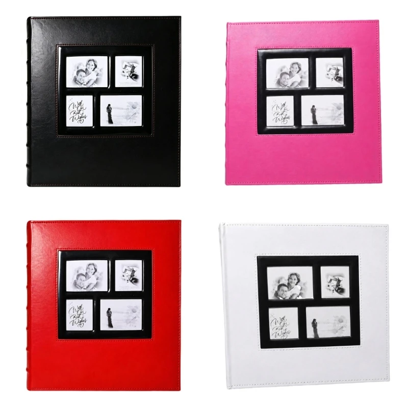 Photo Album with PU Cover, 600-Photo Capacity, Insert Sleeves, and Four Cover Displays for Photograph Storage and Viewing M68E