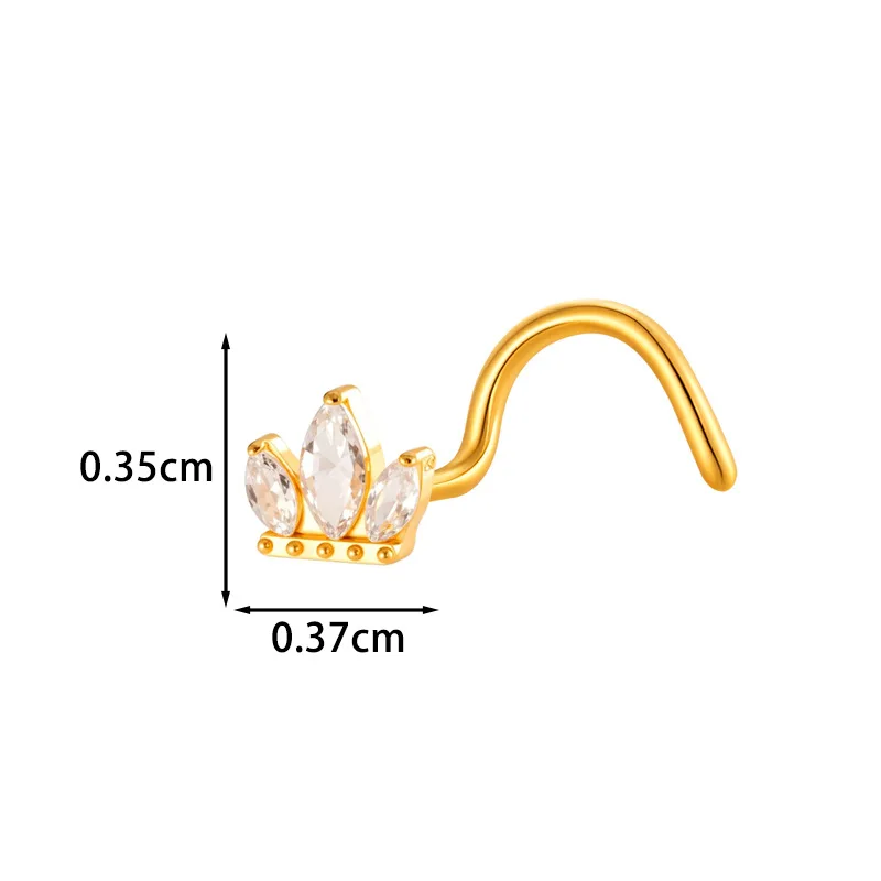 1PC G23 Titanium S-Rod Piercing 20G Nose Studs Zircon Flower Nose Ring Nail Goth Piercing Body Jewelry For Women 2026 Trending