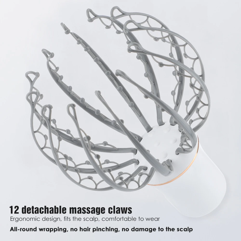 Electric Octopus Claw Scalp Massager 3 Modes Vibration Massage Therapeutic Headache Promote Blood Circulation Stress Relief