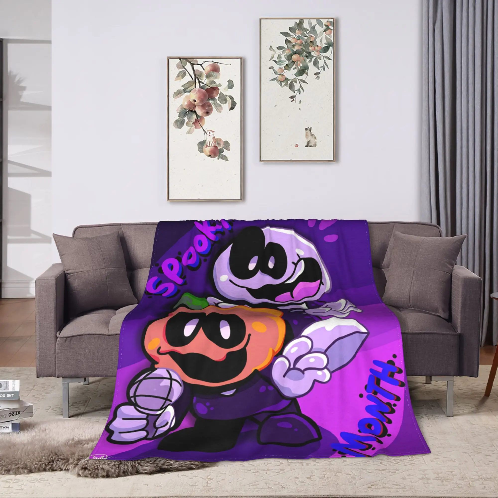Halloween It’s-a SPOOKY month! Blankets Skid Pump Soft Warm Fun Plush Throw Blanket For Couch Chair  Flannel Bedspread Bed Cover