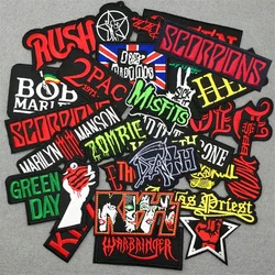 25pcs/lot Music Band Embroidered Patches on Clothes Stickers DIY Iron on Patches for Clothing Appliques Jacket Jeans Stripes