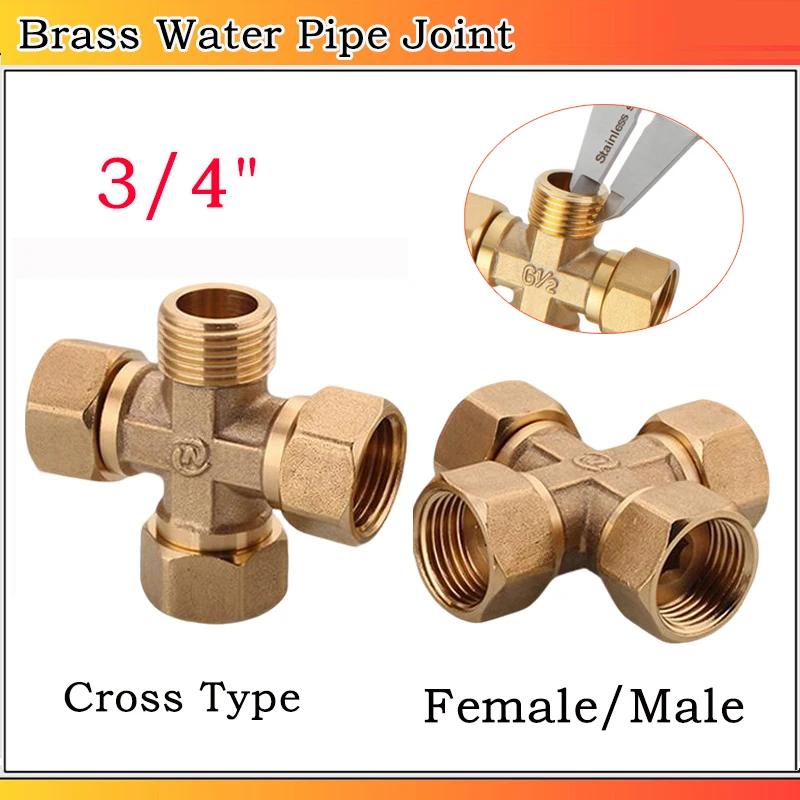 

1 шт. 3/4 "внутренняя/наружная резьба латунный крестообразный соединитель для водопроводной трубы домашний сад адаптер для водопроводной трубы