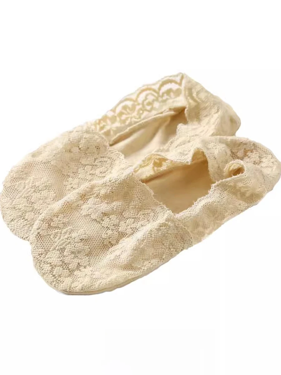 Socks Women\'s Short No-Show Invisible Ankle Foot Summer Cotton Transparent White Lace Low Cut Boat Sock 1 Pairs