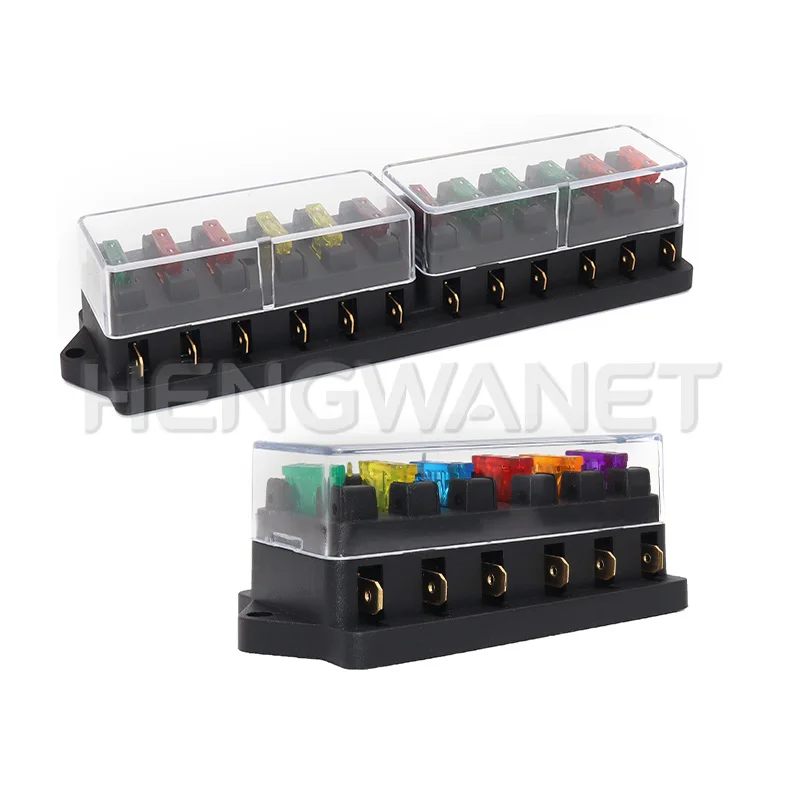 4/6/8/10/12 Way Fuse Box Fuse Holder Truck Auto Blade Fuse Box with 4/6/8/10/12 Fuses for 12V 24V ATO Standard Circuit