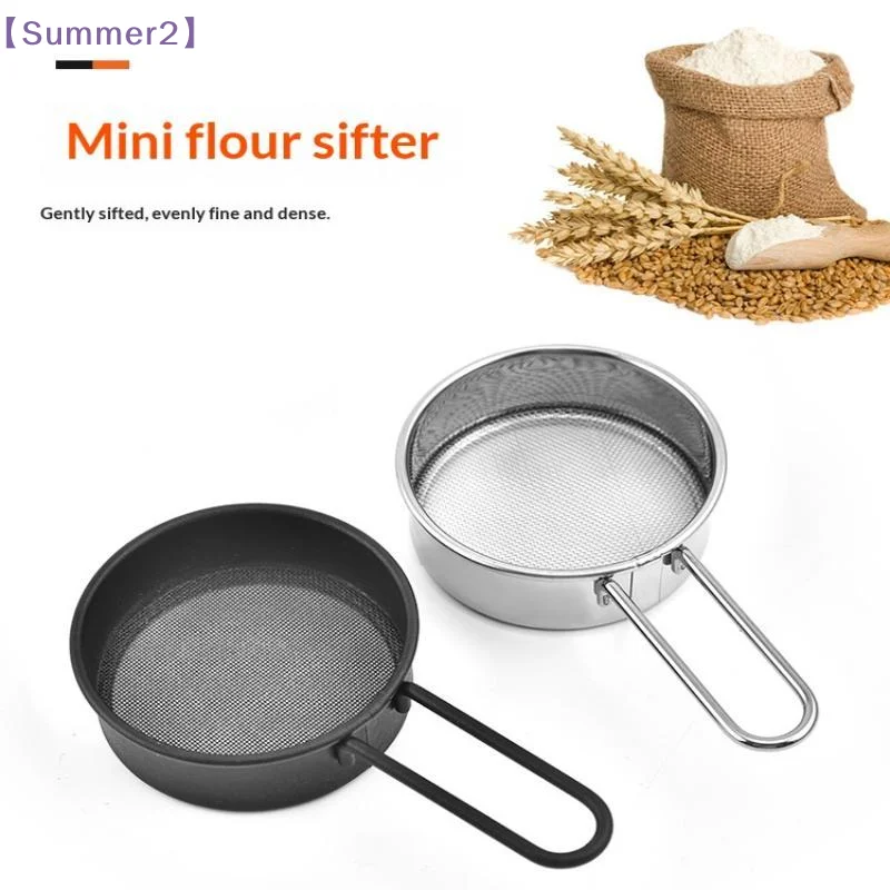 【Xia2】Stainless Steel Flour Sifter For Baking Flour Powdered Sugar Shaker Strainer With Handle Dusting Flour Sieve Baking Tools