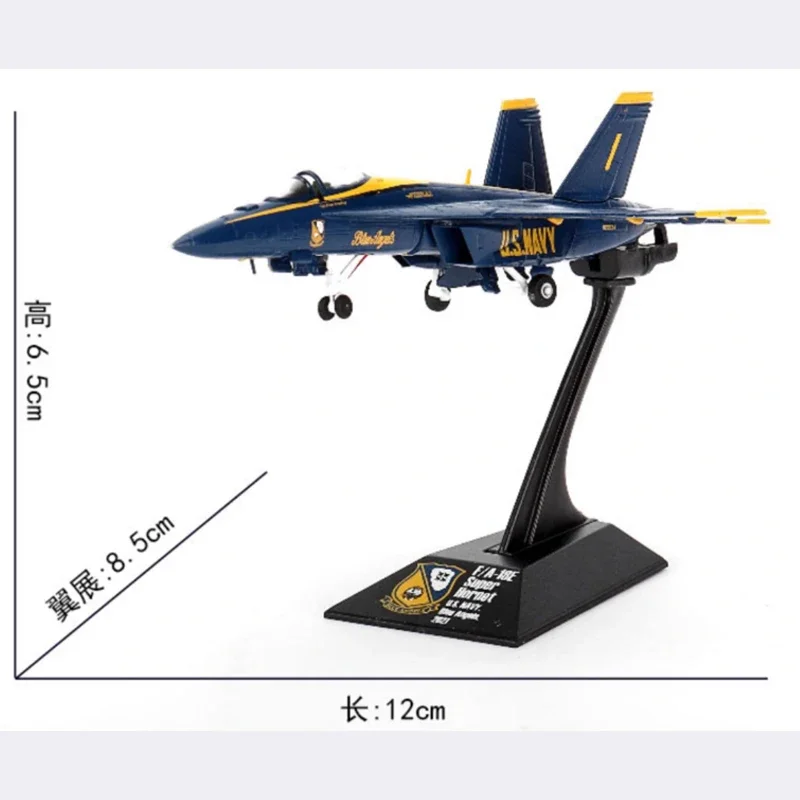 Diecast 1:144 Scale U.S. Navy F/A-18E fighter blue angels Alloy Finished Aircraft Simulation Model Souvenir Gifts For Adult Boy