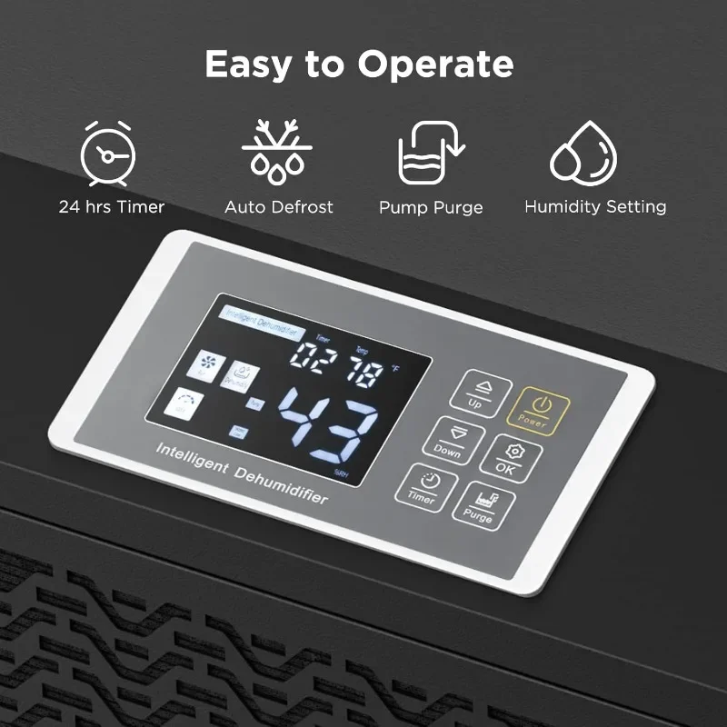 240 Pints Commercial Dehumidifier with Pump and Drain Hose for Basements and Large Spaces up to 8,500 Sq Ft