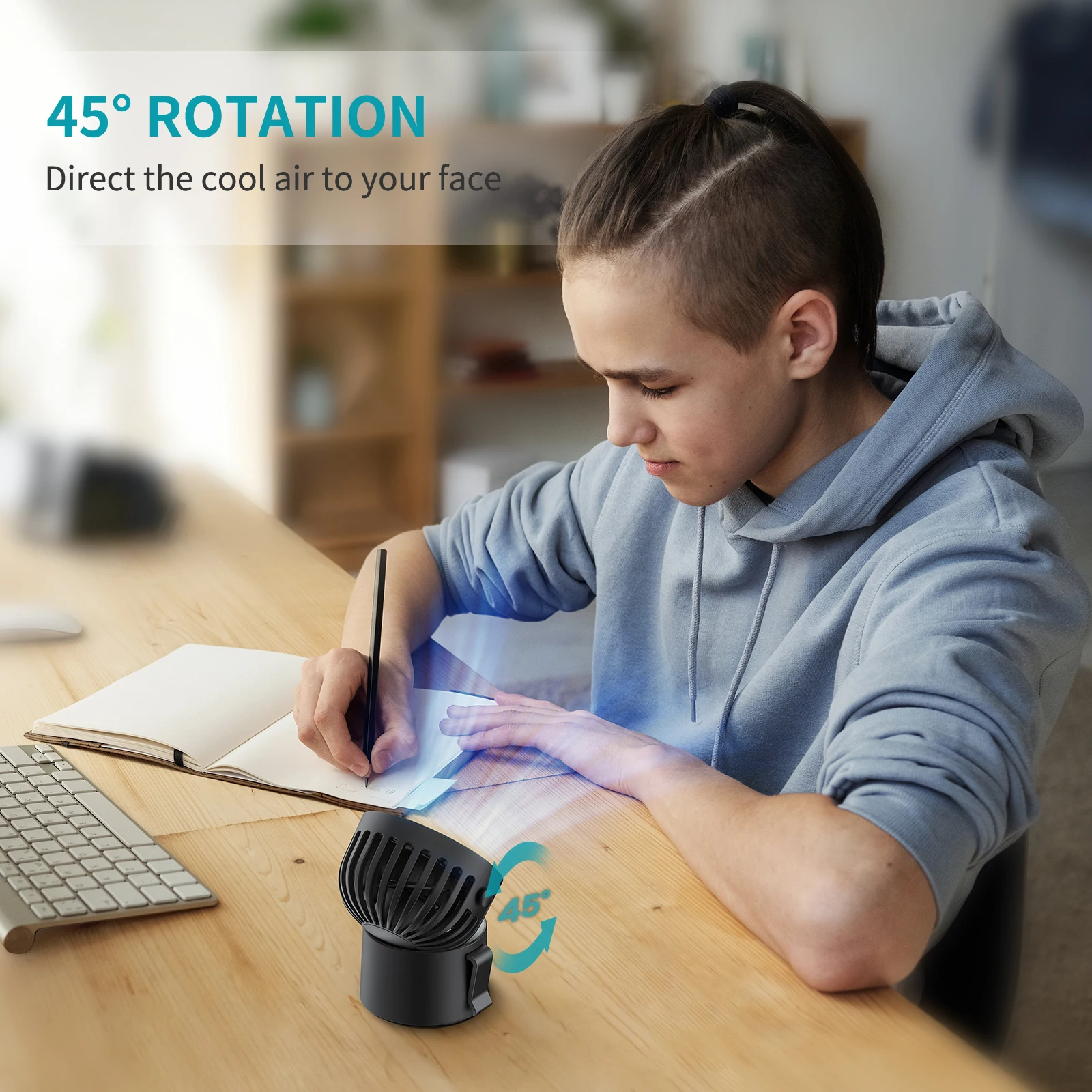 SmartDevil-ventilador portátil de mano, 1000mAh, motores duales, potente ventilador de escritorio, miniventilador para viajes al aire libre, oficina y hogar