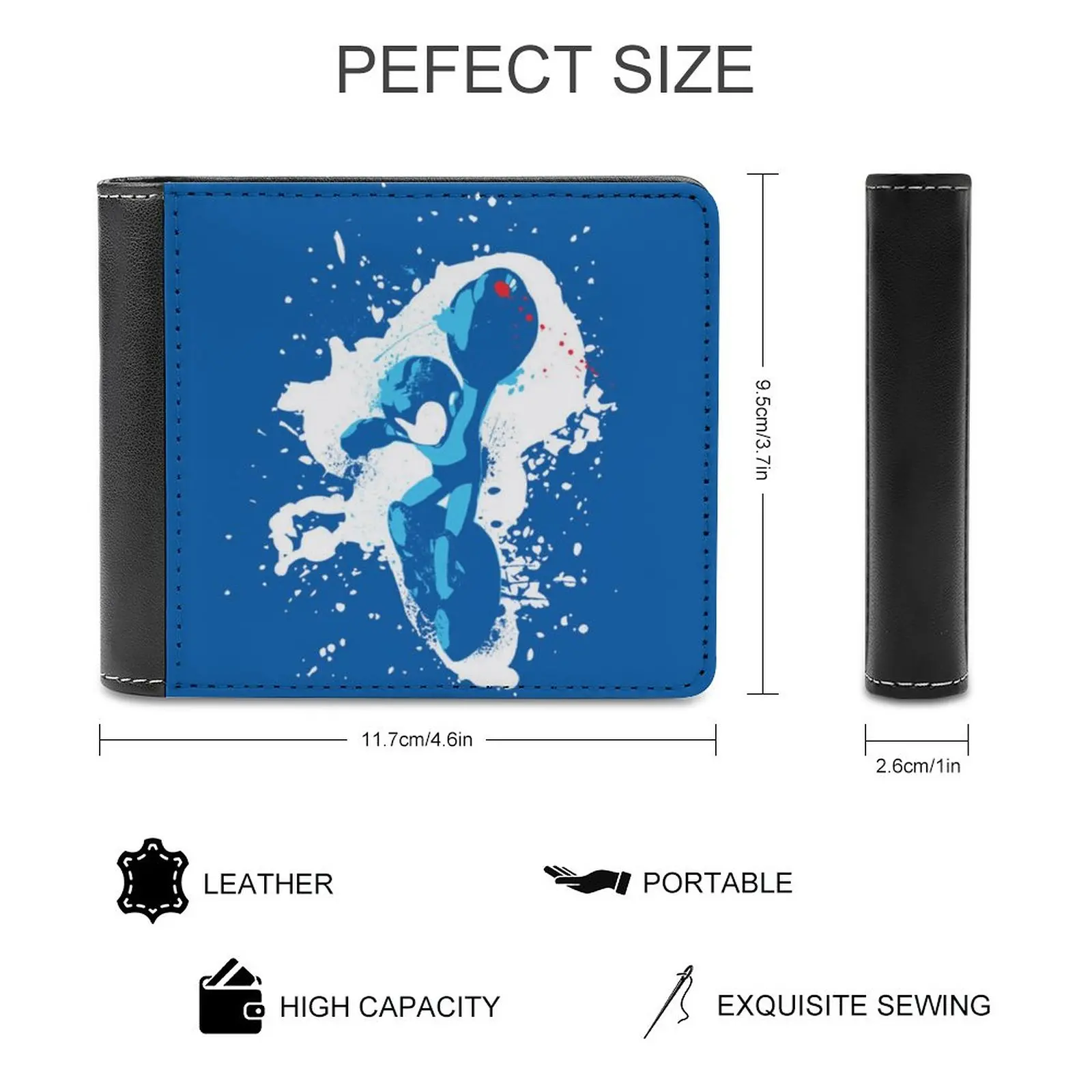 Mega Man Splattery T-Shirt Fashion Credit Card Wallet Leather Wallets Personalized Wallets For Men And Women Mega Man Rockman