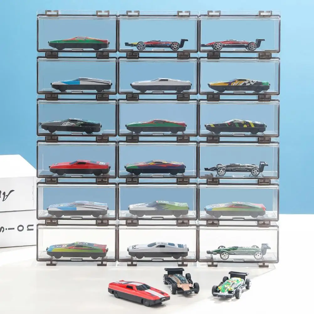 For Hot Wheels Display 1:64 Diecast Model Car Plastic Box Cars Light Tan Display Box Storage For TOMICA Hotwheels Cars Mini P7M8