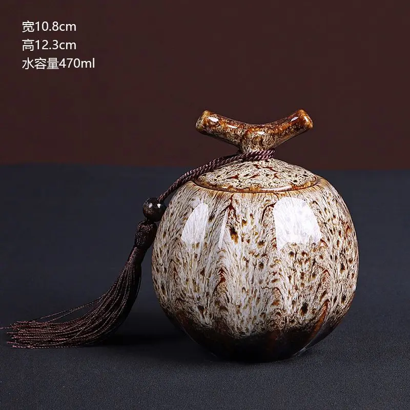 Vintage Pumpkin Tea Canister, Ceramic Airtight Storage Jar, Kiln Glaze Design Контейнер Для Хранения Круп