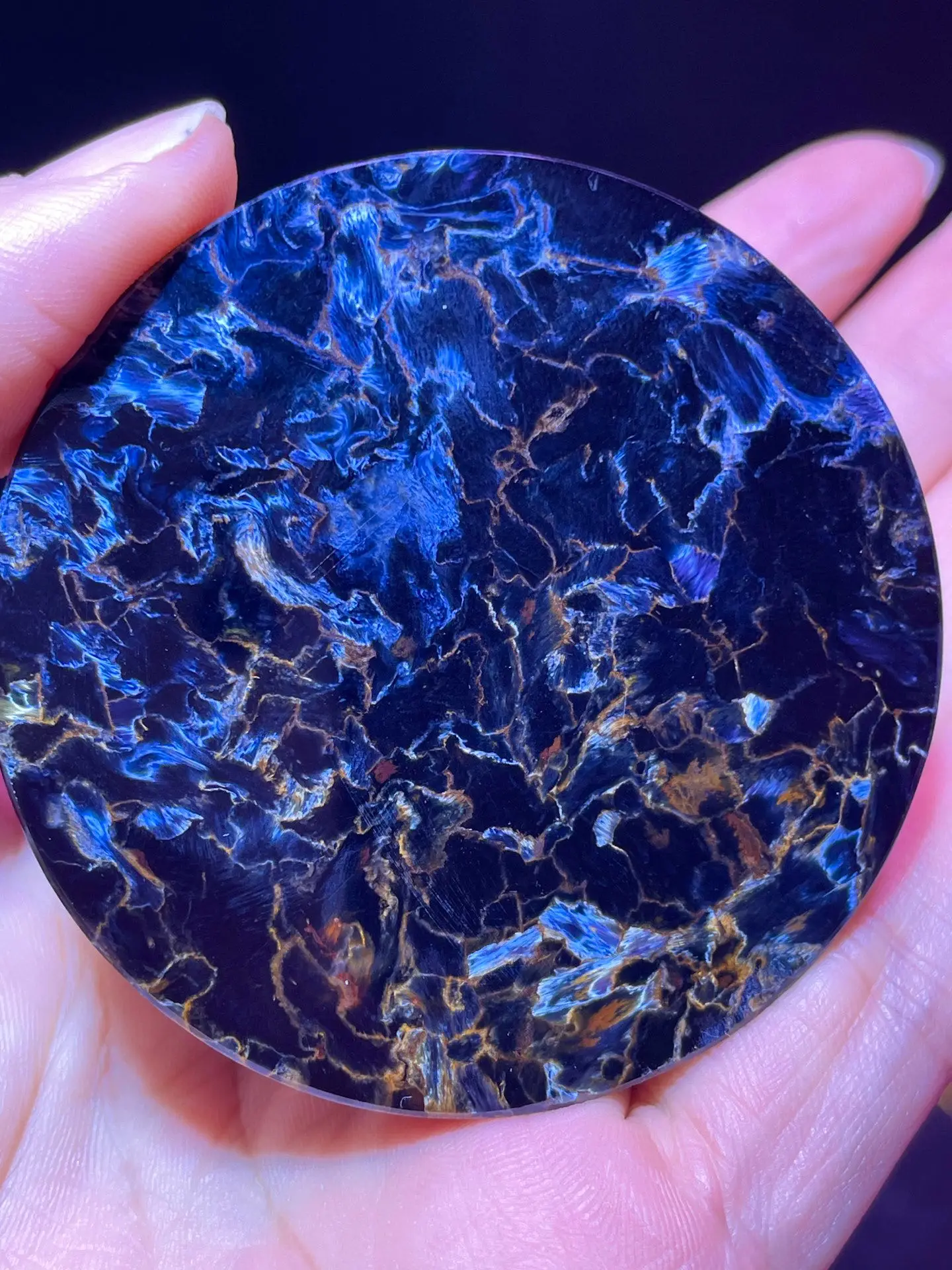 Natural Blue Pietersite Pendant 58.9/5.6mm Round Women Men Fire Pietersite Namibia Necklace Jewelry AAAAAA