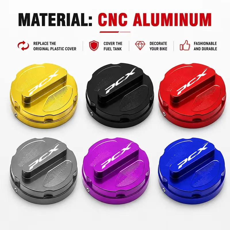 Motorcycle Aluminum Fuel Tank Cover Petrol Box Cap For Honda PCX125 PCX150 PCX160 PCX 125 150 160 200 PCX160-CBS Accessories
