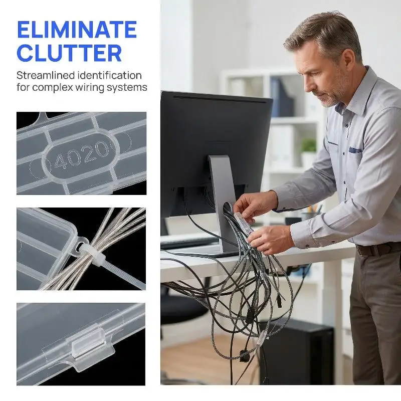 50Pcs Set Transparent Case For Efficient Wire Organization In Home Office Workshop Plastic Cable Tie Marker Tags