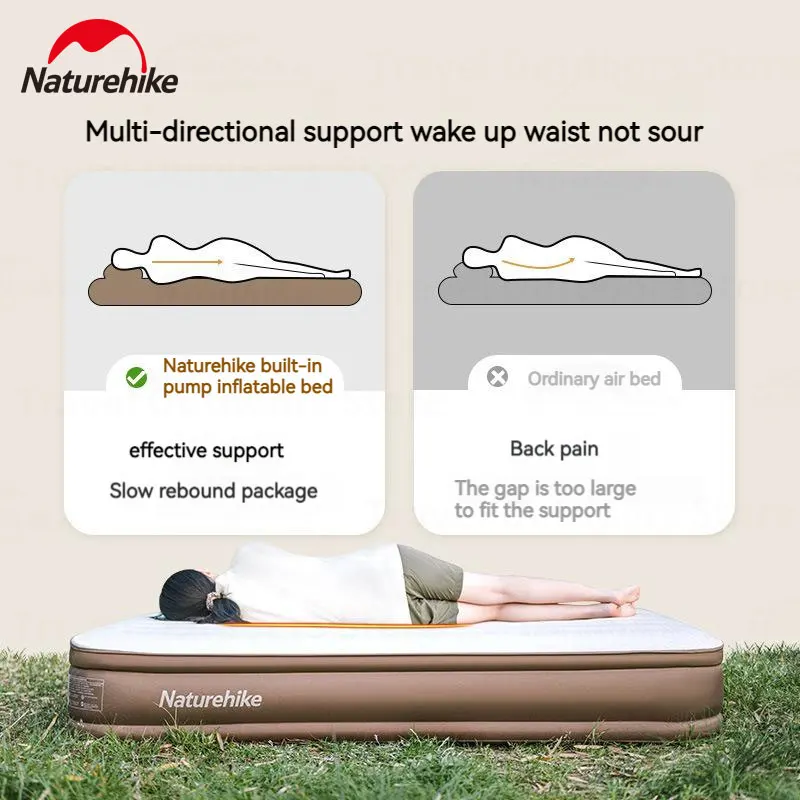 Naturehike 30cm Double Inflatable Mattress Outdoor Inflatable Mat Camping Sponge Moisture-Proof air bed Camping Floor Cushion