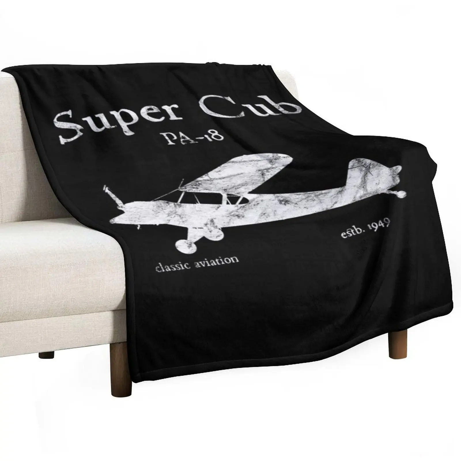 

PA-18 Super Cub Airplane Classic Vintage Design Throw Blanket Warm Comfortable Blanket Gift for Parents Friends
