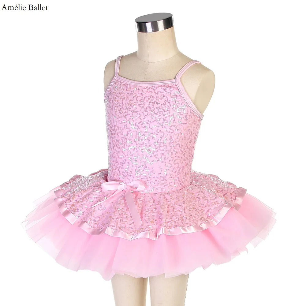 20182 أطفال بروتيل توتو الوردي الترتر دنة صد مع طبقة الوردي تول توتو الفتيات مرحلة الأداء ملابس رقص الباليه #4