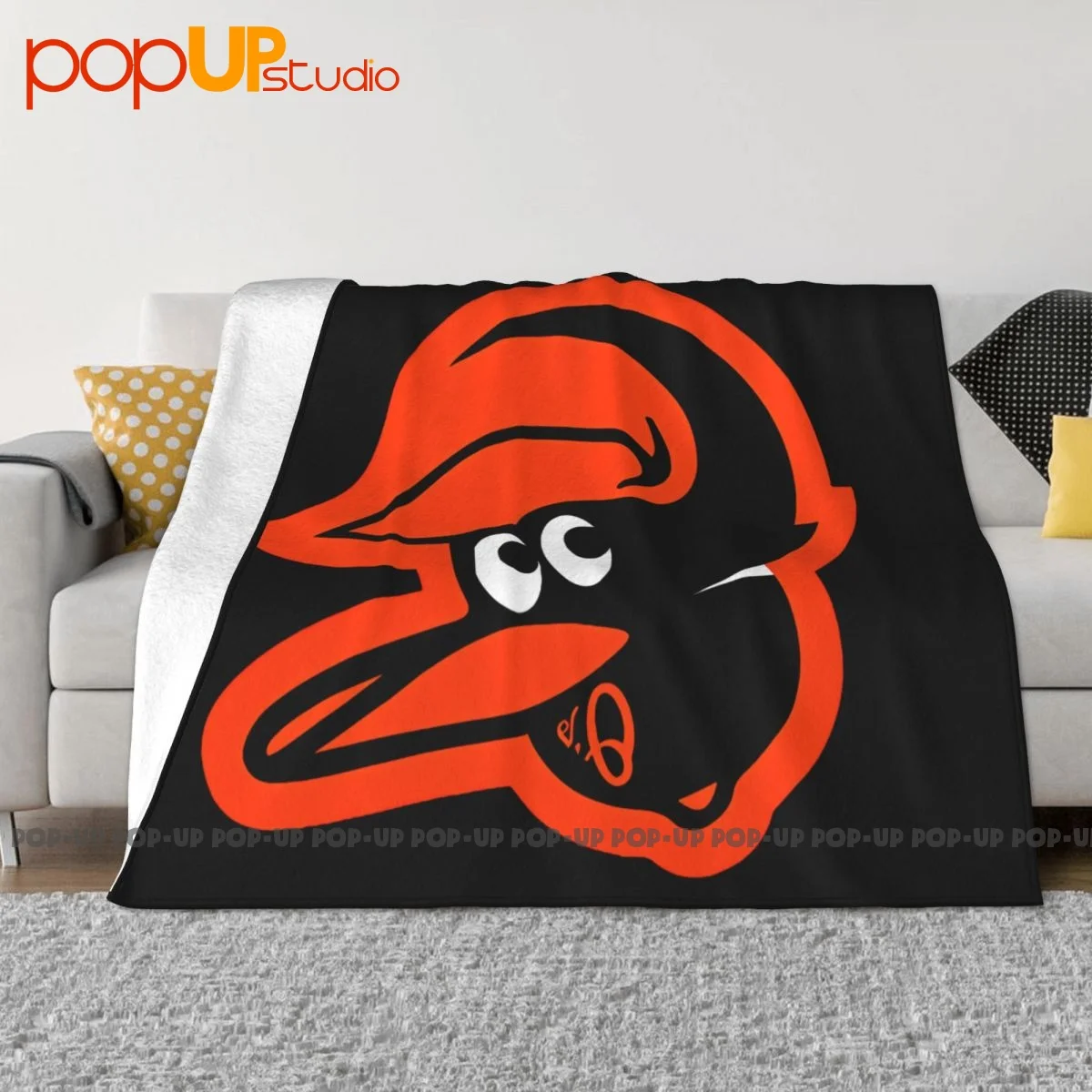 Orioles Upside Down Blanket Velvet Bedspread Microfiber Bedding Travel Mechanical Wash