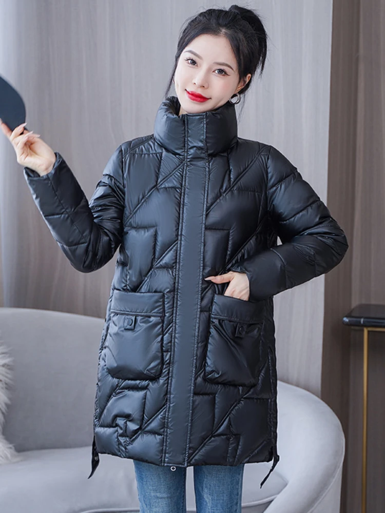 Imagem -05 - Jaqueta de Algodão Médio Longo para Baixo Feminina Sobretudo Grosso Parca Quente Moda Casual Outwear de Inverno Coreano Novo 2023