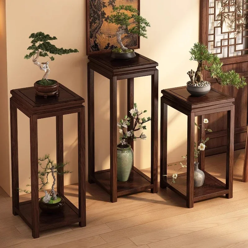 Durable Solid wood flower table Chinese flower shelf living room floor-to-ceiling balcony green plant flower pot