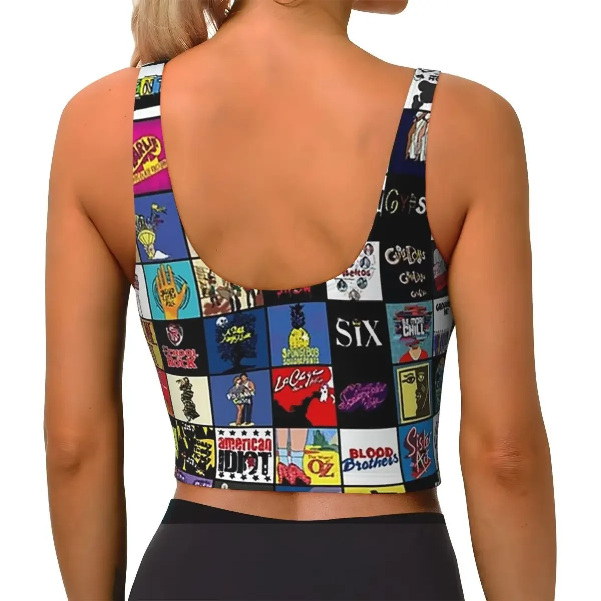 Custom Broadway Musical Theatre Logos - Hand Drawn 1 Women Sports Bras High Impact Vest Gym Workout Yoga Crop Tank Top