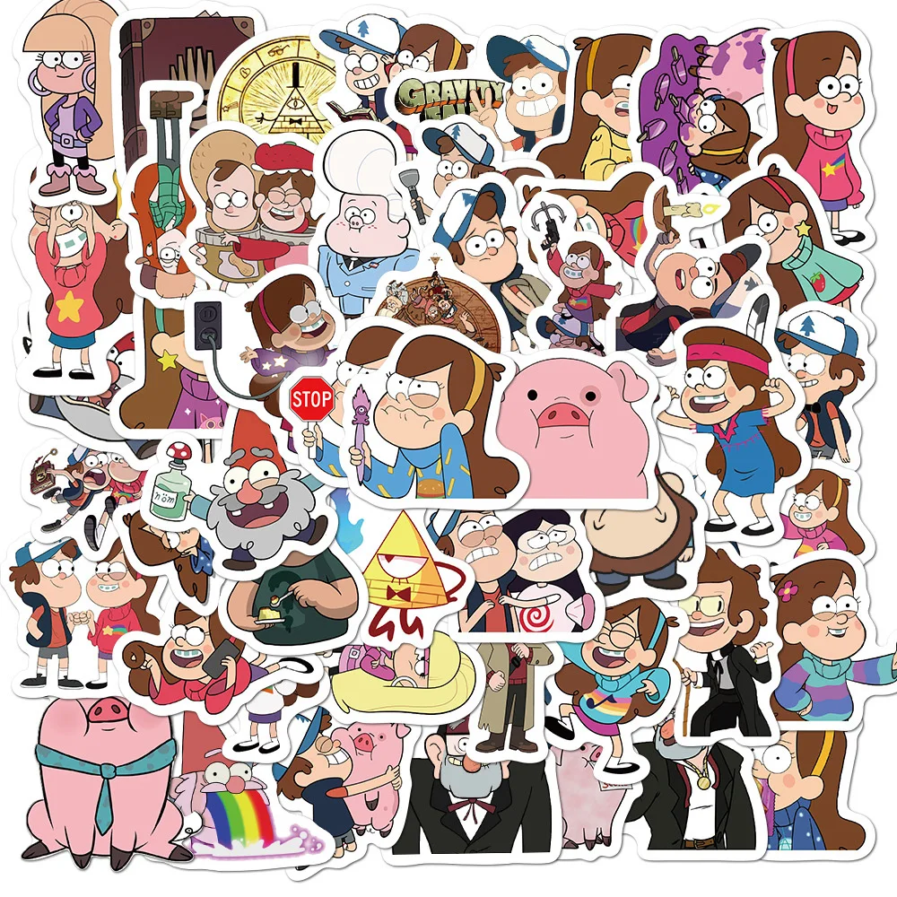 Autocollants amusants Disney Anime Gravity Falls, 10/30/50 pièces, autocollants de dessin animé, pour bricolage, Skateboard, téléphone, bagages, autocollant Graffiti mignon pour cadeau